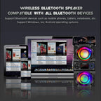 Bluetooth Speaker, 40W (60W Peak) Portable Wireless Speaker with Colorful Lights, Double Subwoofer Heavy Bass, FM Radio, MP3 Player, Loud Stereo Speaker for Home Outdoor Party Camping