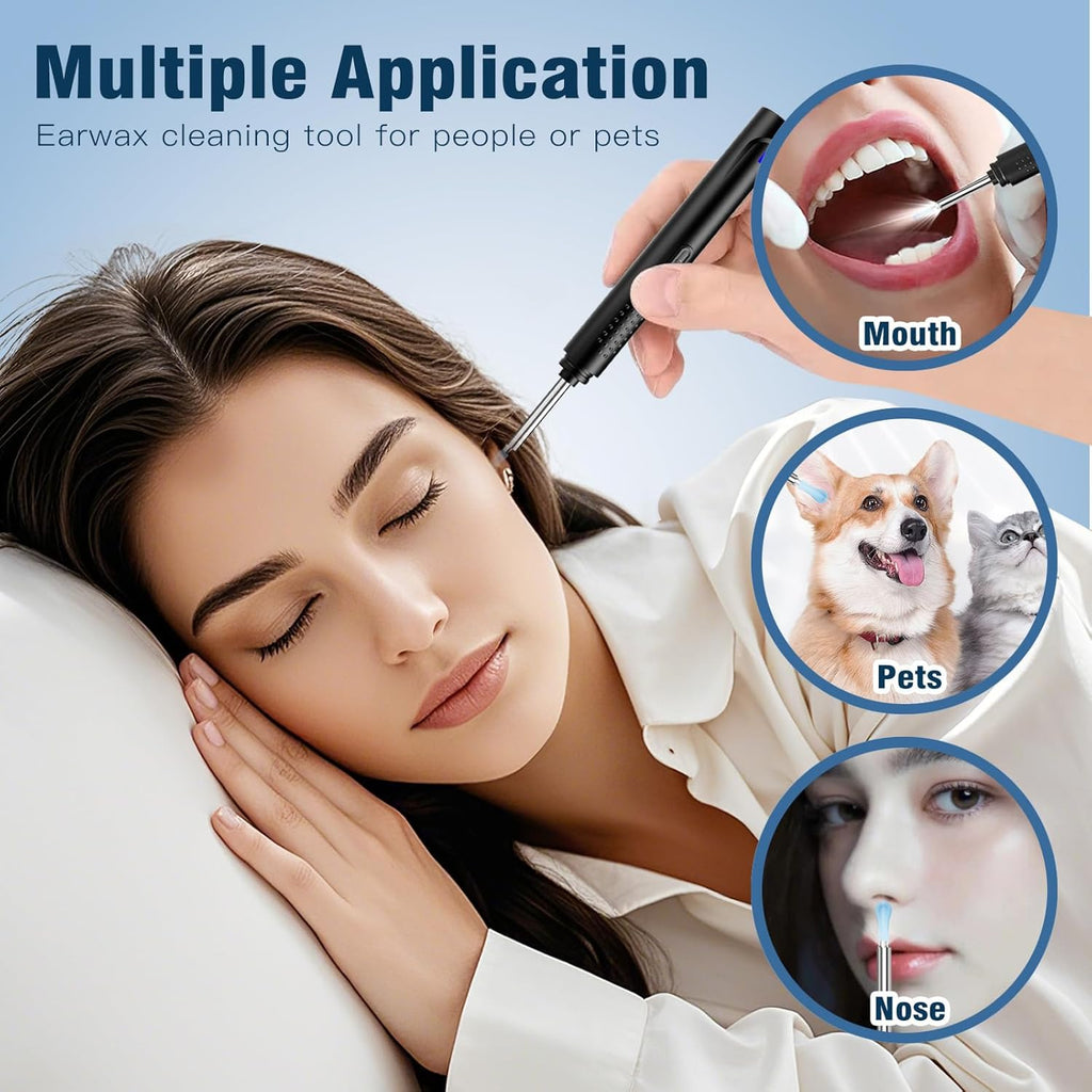 Ear Wax Removal, Ear Cleaner with Camera with 1296P, Earwax Removal Kit with 9 Ear Pickand 8 Traditional Tools, Built-In Wifi Lp67 Waterproof, Ear Cleaning Kit Foriphone,Ipad,Android (Black)