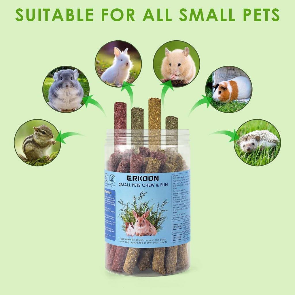 114Pcs Rabbit Chew Toys Timothy Hay Sticks, Guinea Pig Toys for Teeth Natural Molar Sticks Rabbits Treats for Bunnies, Chinchilla, Guinea Pigs, Gerbil, Hamster