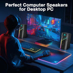 W-206RE RGB Bluetooth PC Speakers, Desktop Gaming Speakers with 21 LED Light Modes, USB Powered Stereo Computer Speakers for Monitor, Laptop and Gaming Setup