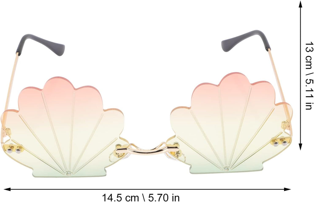 Seashell Sunglasses: Shell Shaped Eyeglasses, Fashion Rimless Wave Sunglasses for Girls Women