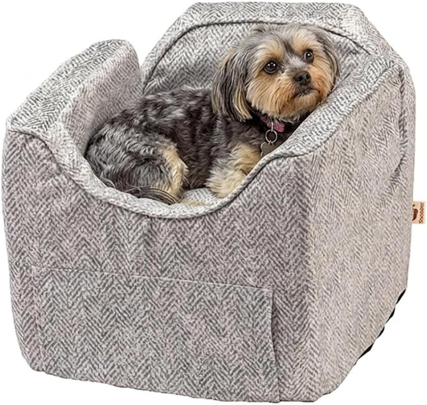 Dog Car Seat for Dogs up to 18Lbs, Lookout II, Palmer Dove (S) | Dog Booster Car Seat with Storage Tray, Elevated View Helps Alleviate Travel Sickness & Fear, Removable Washable Cover