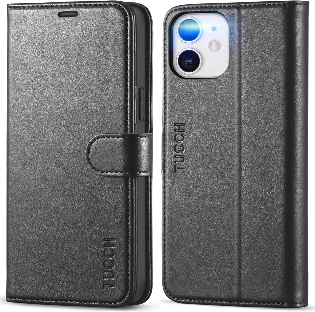 Wallet Case for Iphone 12 Pro/Iphone 12 (6.1"), 3 Card Holders, Black | RFID Blocking, Viewing Stand, Shockproof TPU Shell, PU Leather, Magnetic Closure, Protective Folio Flip Cover