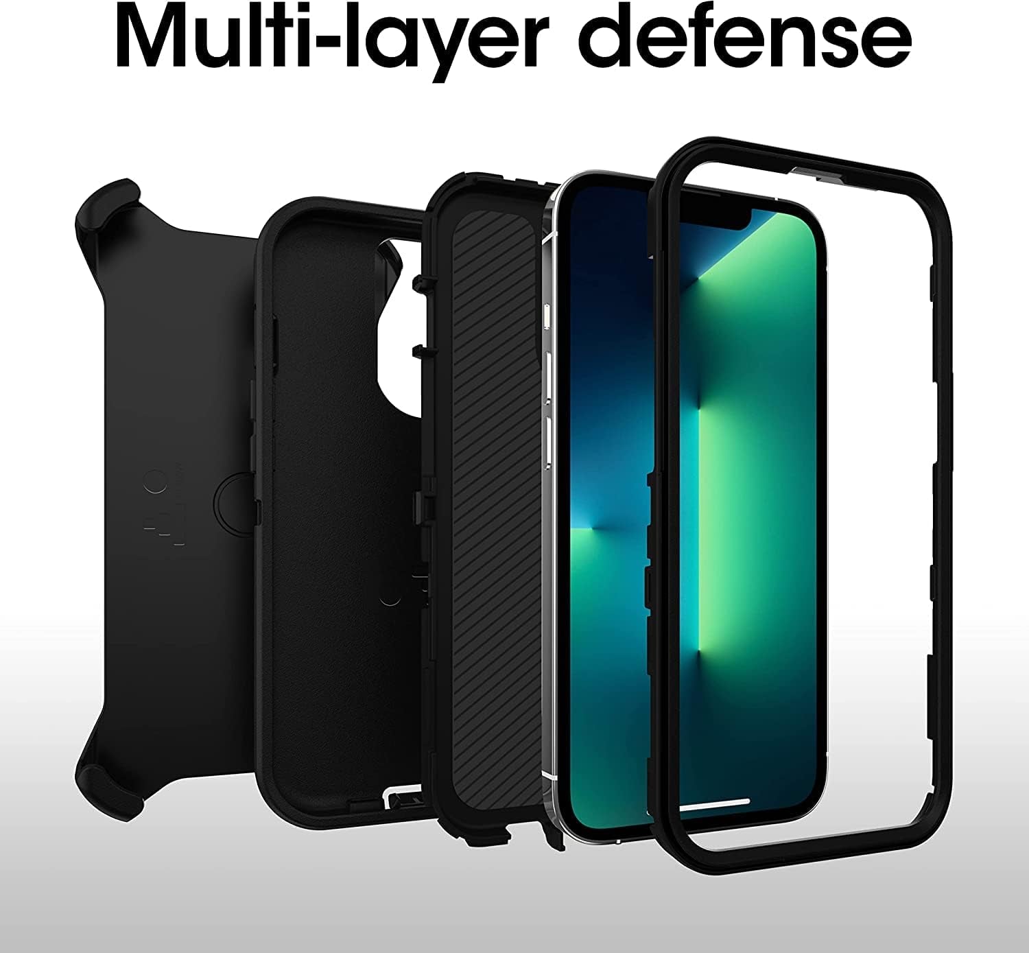 Otterbox Iphone 13 Pro (ONLY) Defender Series Case - Black, Rugged & Durable, with Port Protection, Includes Holster Clip Kickstand