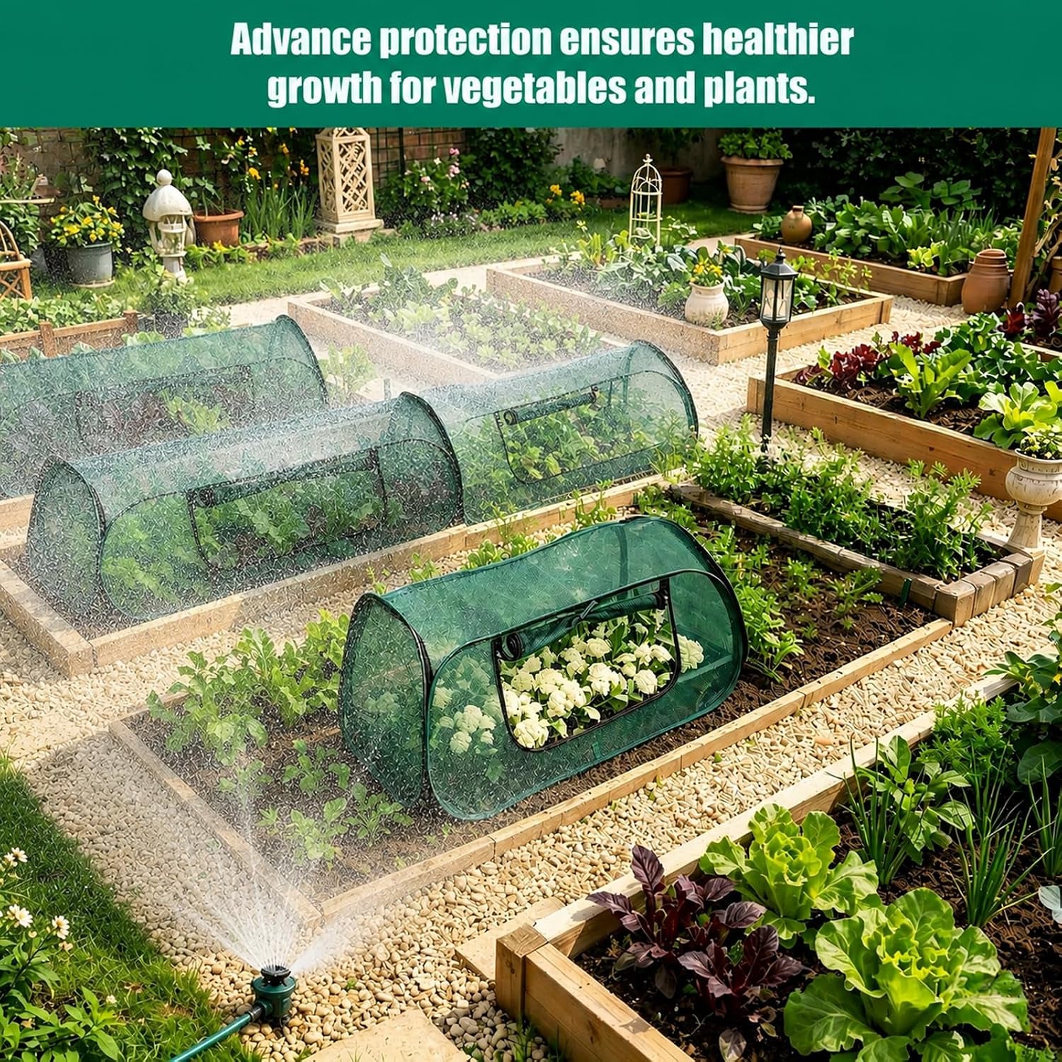 2PCS Raised Garden Bed Cover, Pop up Plant Protector Crop Cage | 45"X22"X16" Protects Vegetables and Plants from Animals & Pests, Pop-Up Design for Easy Garden Protection