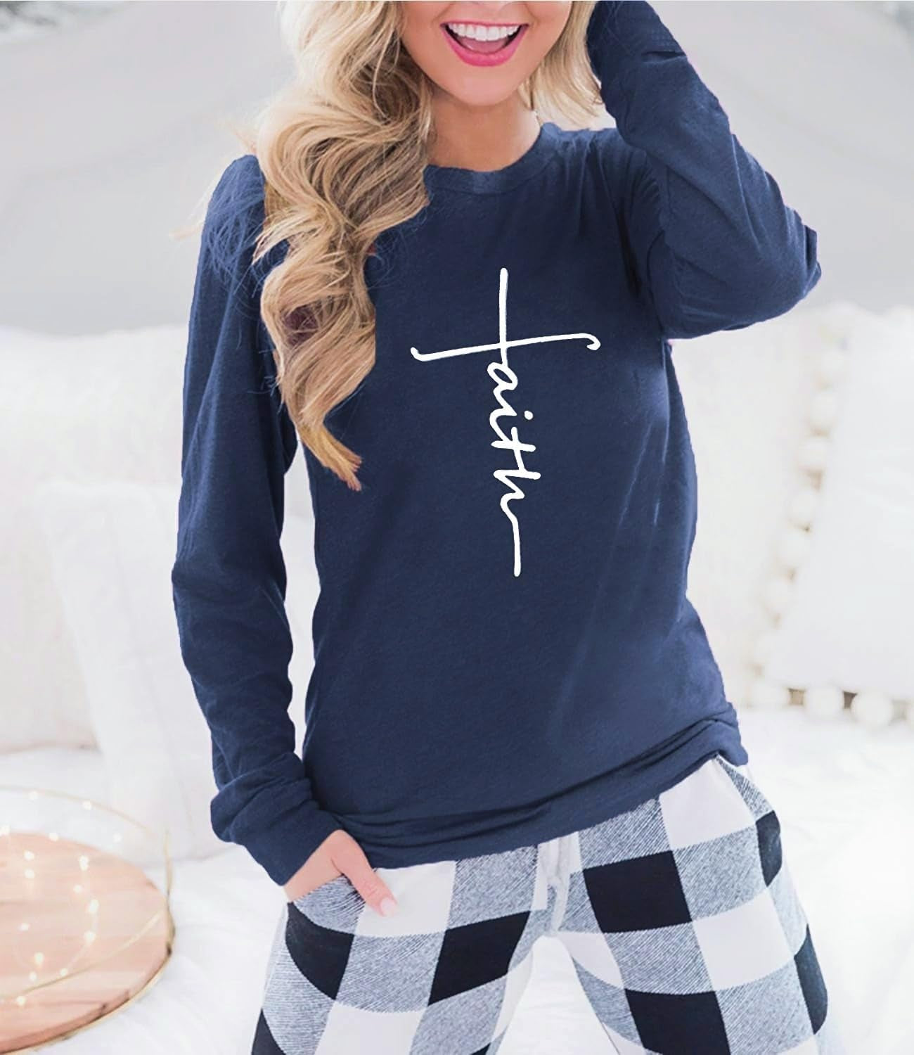 Christian Shirts for Women Faith Jesus Casual Short Sleeve Graphic Tees | Made of 65% Cotton,Ideal Gifts for the Christians,Jesus Graphic Tees,Pray Daily Shirt