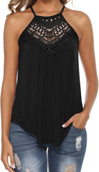 Halter Tops Women Sleeveless Crochet Flowy Cute Summer Tank Tops