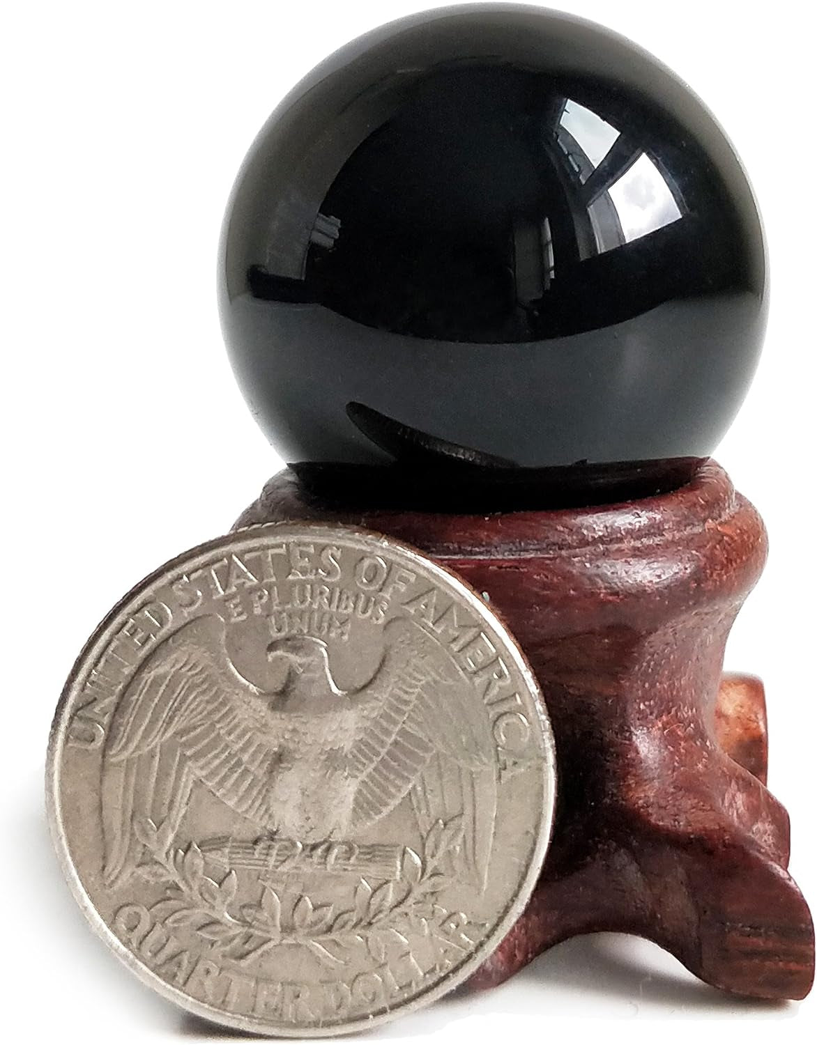 Natural Black Obsidian Crystal Ball with Stand, 30Mm/1.2" | Polished Gemstone Crystal Ball with Display Stand for Decor, Meditation, Scrying and Collections.