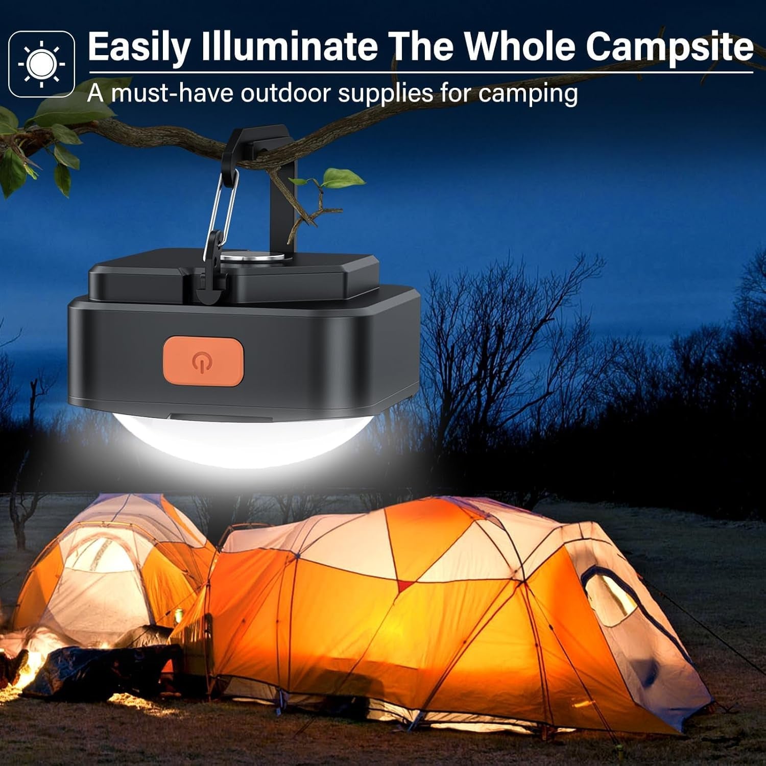 3 Pack LED Rechargeable Camping Lights Tent Lantern Mini Emergency | Portable Rechargeable Tent Flashlight, Outdoor Survival Accessory for Hiking, Fishing, Backpacking, Hurricane & Power Outage