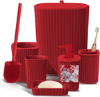 Bathroom Set - Christmas Bathroom Sets, Xmas Bathroom Accessories Set, Christmas Bathroom Decor, 6PC Bathroom Accessory Set with Toilet Brush, Trash Can & Soap Dispenser