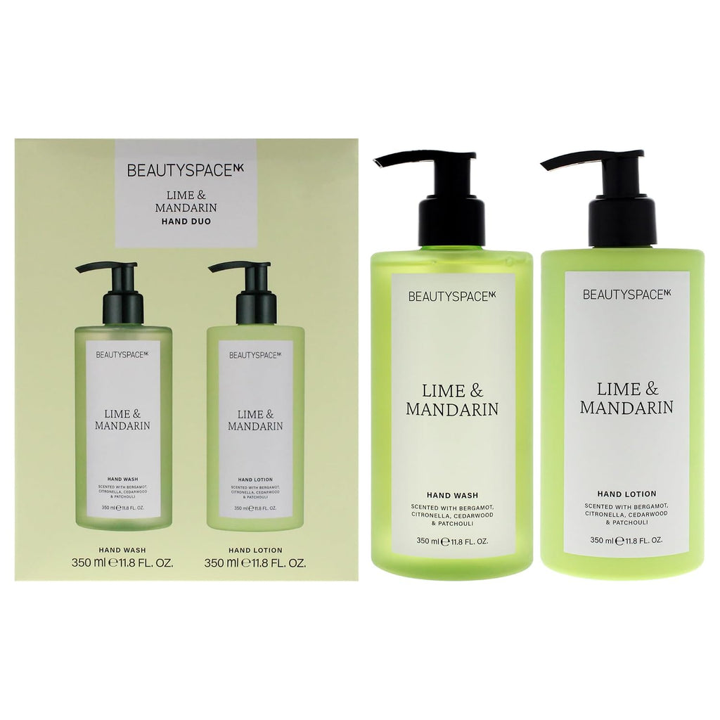 Spacenk  Lime and Mandarin Hand Wash and Lotion Duo - Hydrating, Nourishing for Soft Hands - Vegan, Cruelty Free for All Skin Types - 2 Pc