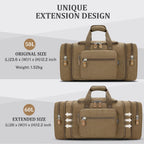 Canvas Duffle Bag, Expandable 60L Travel Overnight Weekender Bag | Multiple Pockets, Carry-On Size, Durable Zippers, Detachable Strap, for Men & Women, Coffee