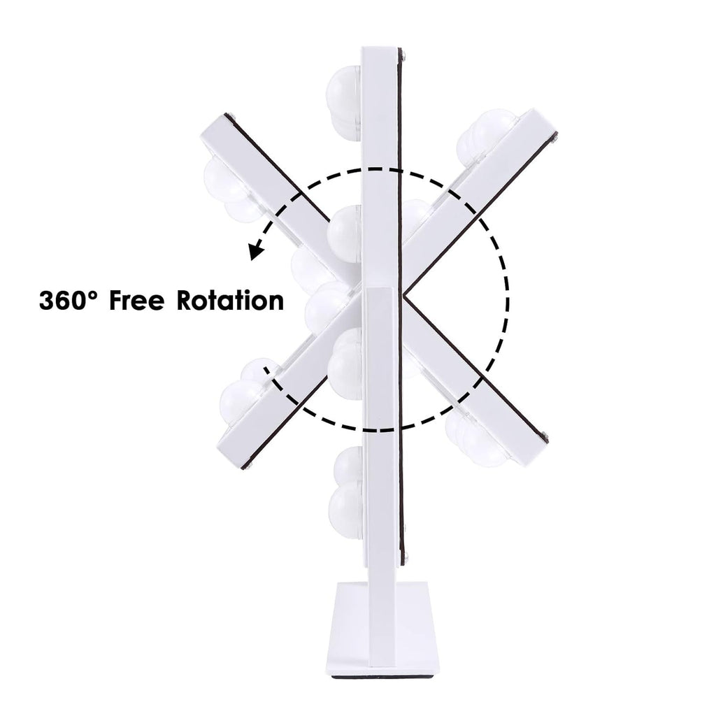 Vanity Mirror with Lights, Makeup Mirror with 9 LED Diamond Bulbs | Hollywood Mirror Touch Control Design 3 Colors Dimmable Bulbs Detachable 10X Magnification 360°Rotation