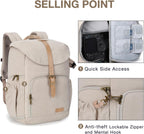 Camera Backpack, DSLR Camera Bag Backpacks for Photographers, Waterproof Anti-Theft Photography Backpack with 15 Inch Laptop Compartment & Tripod Holder, Ivory White