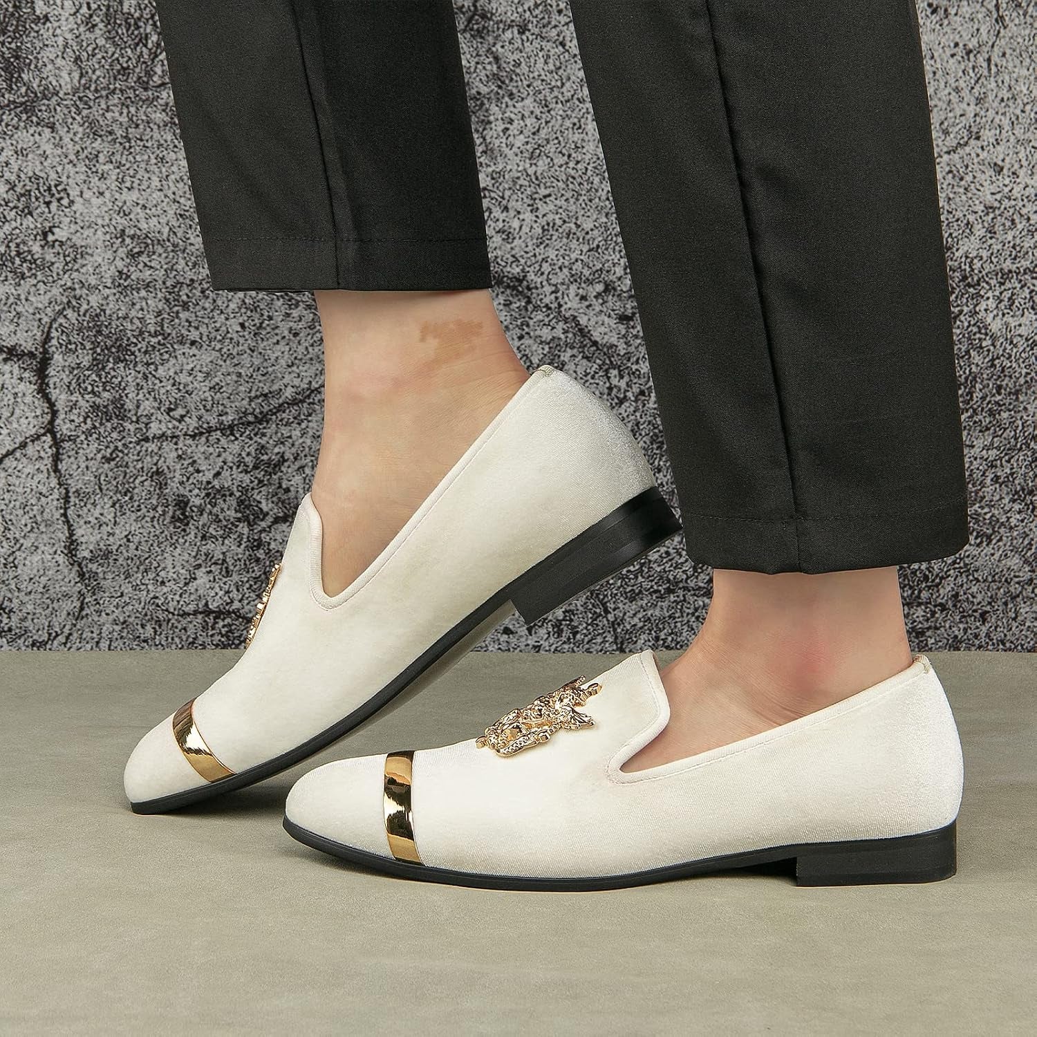 Men'S Fashion Classic Microfiber PU Leather Loafers and Weeding Dress Shoes for Men