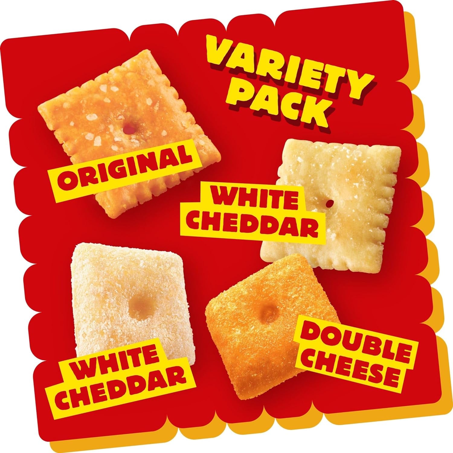 Cheese Crackers, Baked Snack Crackers, Lunch Snacks, Variety Pack (40 Pouches)