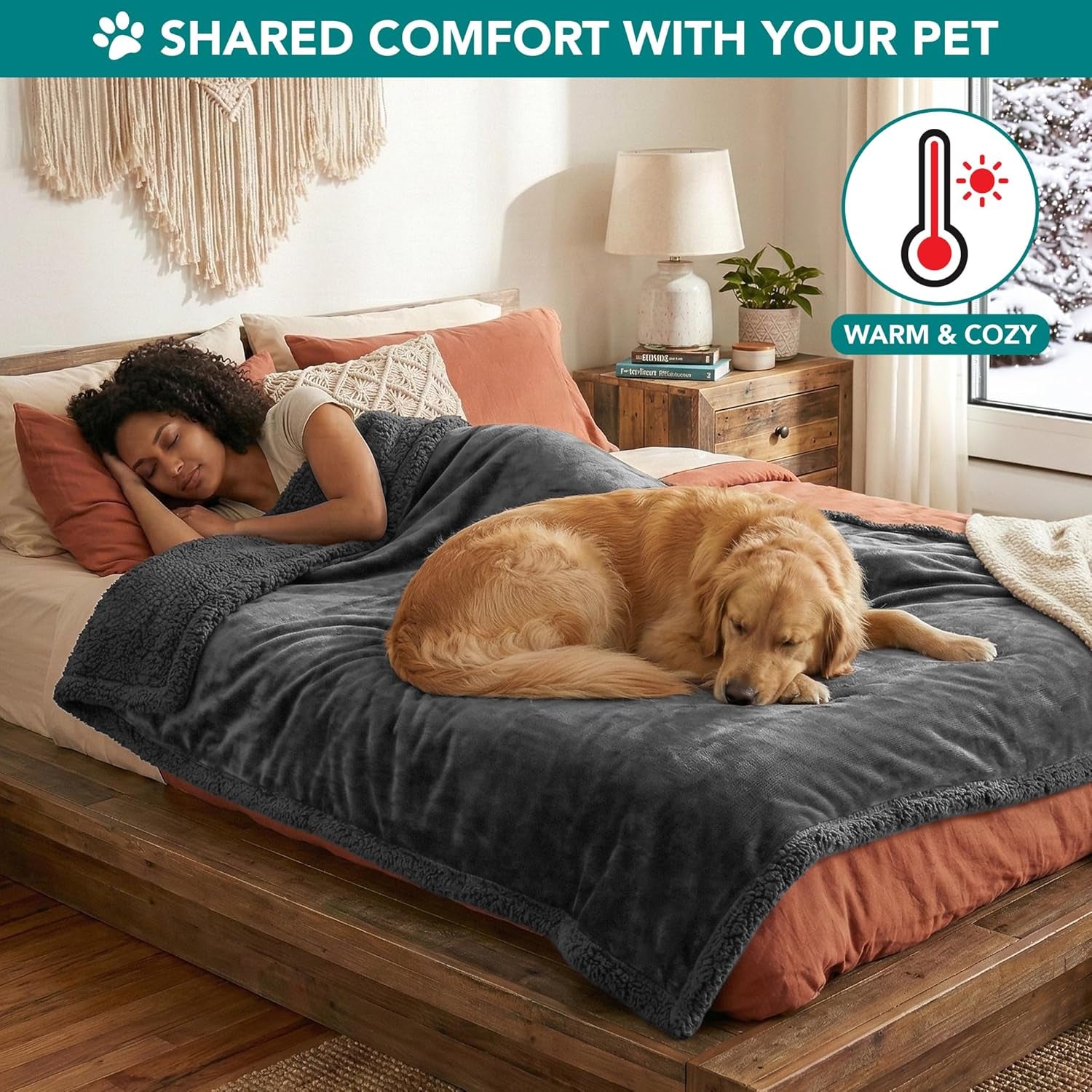 Dog Blanket for Small Medium Dogs Cats Puppies Kittens, Soft Sherpa Fleece Pet Blanket Throw, Reversible Plush Couch Cover Protector Crate Carrier Chair Machine Washable, 40X29, Solid Dark Gray
