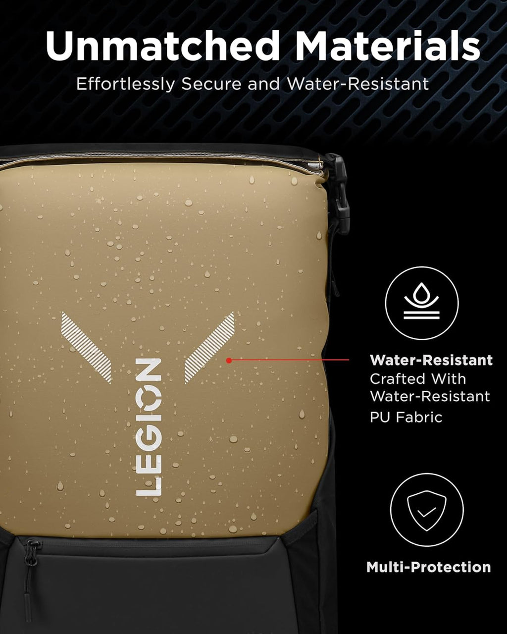 Legion Gaming Laptop Backpack GB500, Expandable Capacity up to 25L, Fits 16-Inch Laptops, Water Resistant