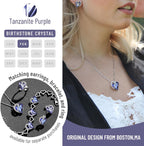 Gift Necklaces for Women, Infinity Love Birthstone Heart Crystal Pendant, Birthday Anniversary Jewelry for Wife, Mom, and Her, Silver Plated, 18" + 2" Adjustable Chain