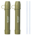 Survival Water Filter Straw - Portable Personal Water Purifier for Hiking, Camping & Bug Out Bag | Tactical Emergency Preparedness Gear, Wilderness Backpacking & Life Saving Equipment(2, Green)