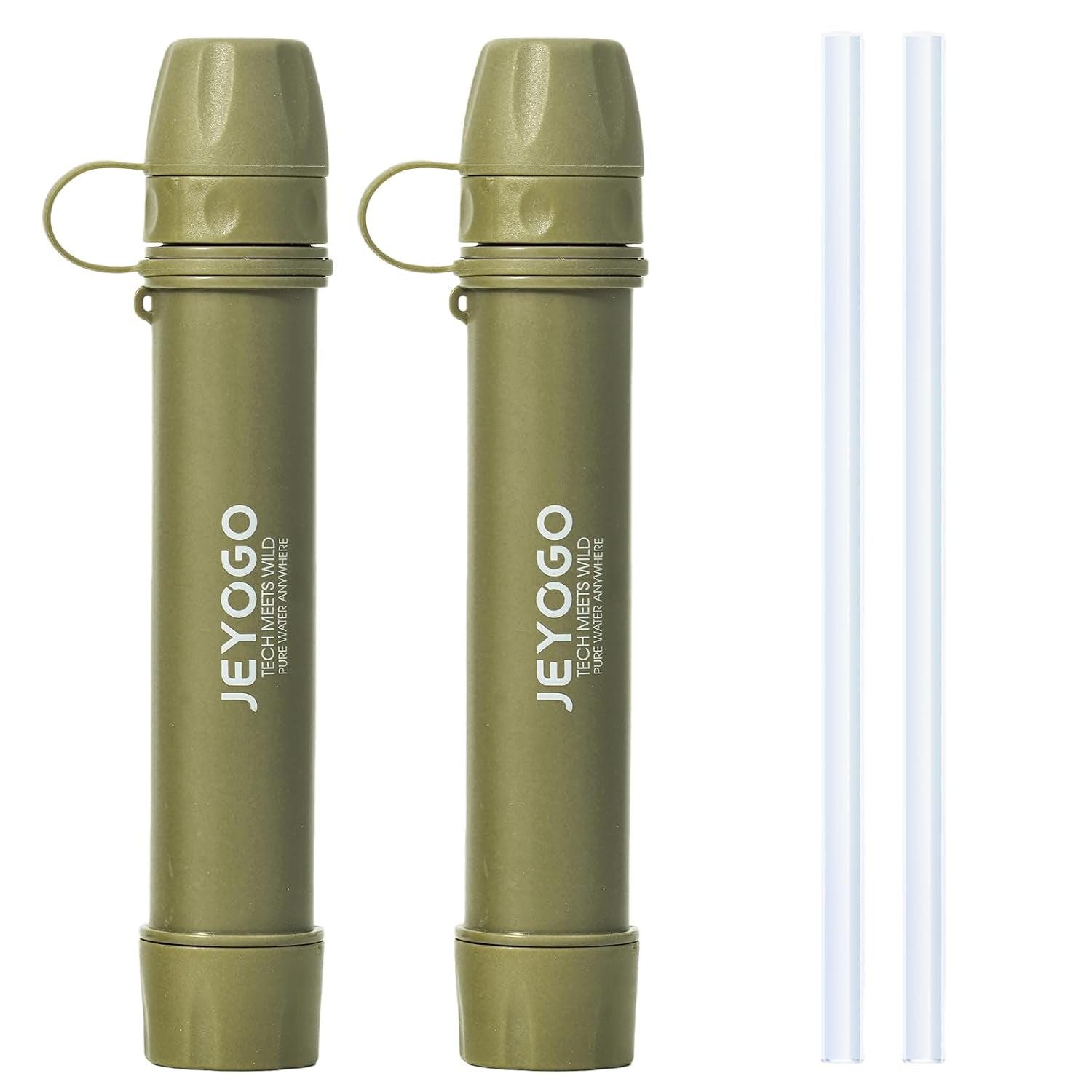 Survival Water Filter Straw - Portable Personal Water Purifier for Hiking, Camping & Bug Out Bag | Tactical Emergency Preparedness Gear, Wilderness Backpacking & Life Saving Equipment(2, Green)