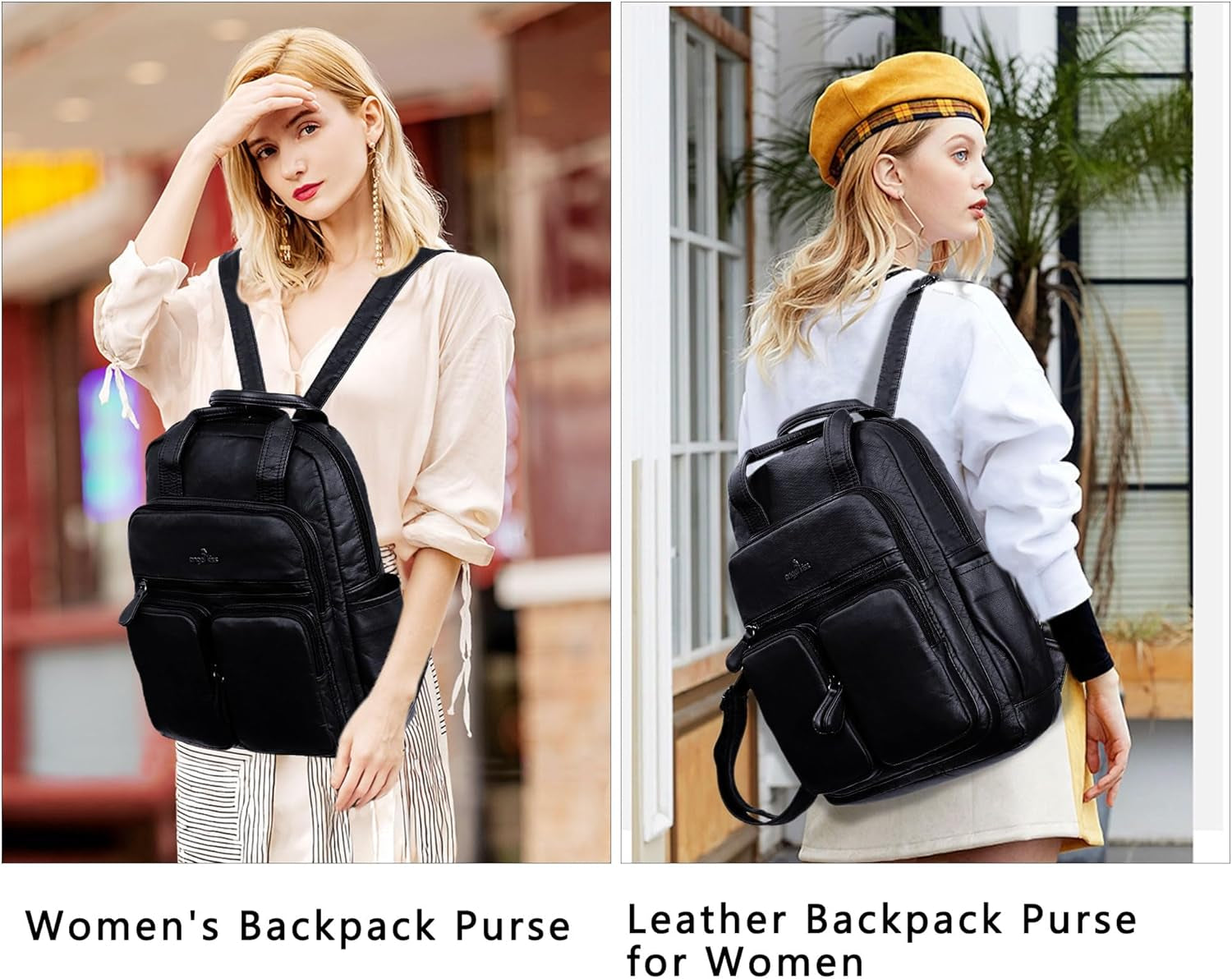 Backpack Purse for Women Soft Washed Leather Multi Pocket Casual Travel Backpacks…