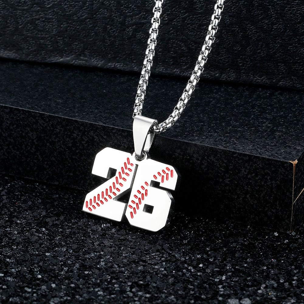 Inspiration Baseball Jersey Number Necklace Stainless Steel Charms Number Pendant for Men Women