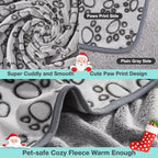 Premium Soft Dog Couch Blanket, with Flannel Cute Paw Print, 30 * 70 Inches, Cat Blanket Puppy Supplies Dog Products Stuff Essentials, Gray
