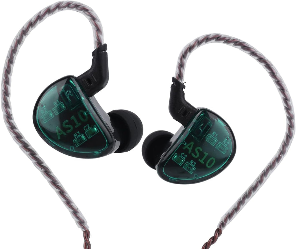 KZ AS10 5BA Hifi Stereo In-Ear Monitor Hifi Wired Earbuds Earphones | with 0.75Mm 2 Pin Cable, Five Balanced Armature Drivers, Noise Cancelling, W/O Mic, Cyan