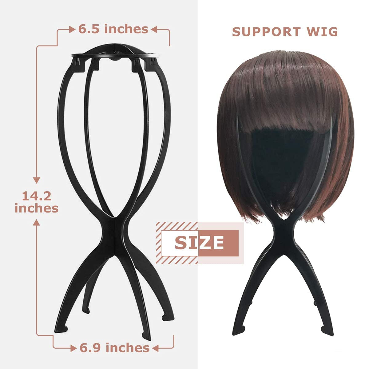 Wig Head Stand for Travel, Wig Drying Stand, Black, 2 Packs | Easy Assembly, Fast Air Drying, Travel Portable, Shape Retention, Versatile Display