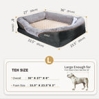 Large Memory Foam Dog Bed, Orthopedic Dog Bed & Sofa with Removable Washable Cover and Squeaker Toy as Gift