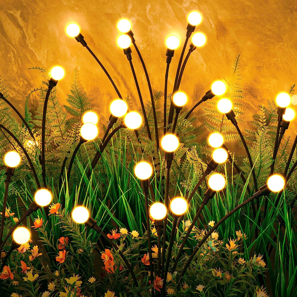 Solar Garden Lights, 6 Pack 48 Leds Solar Outdoor Lights, Firefly Lights for Patio Pathway Outdoor Decor, Big Bulb, Unique Gifts for Women, Gifts for Grandma
