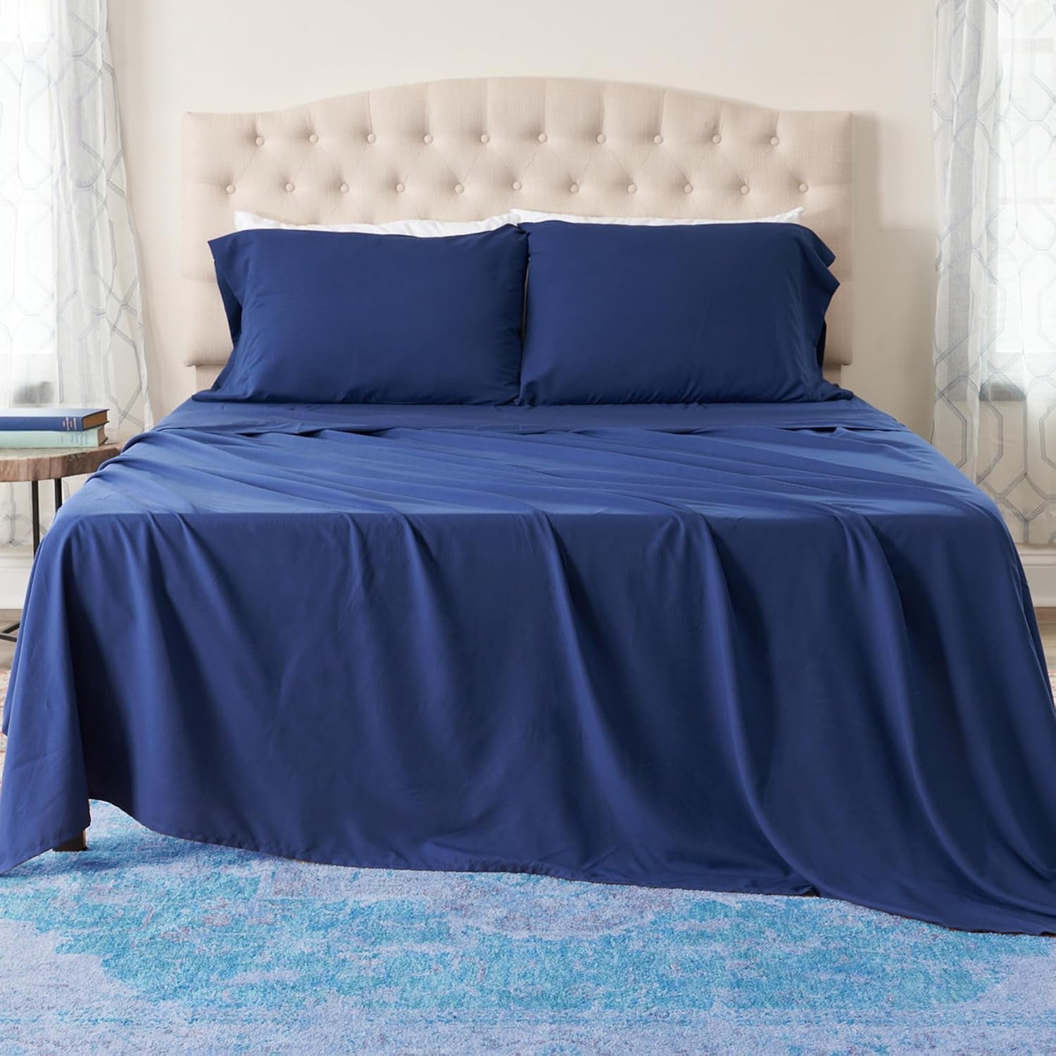 Ashford Home Essentials Bedding, 4 Piece Full Size Sheet Set, Estate Blue