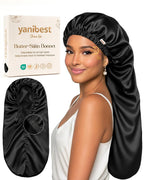 Adjustable Satin Sleep Bonnet, Double Layer Extra Long Hair Bonnet | Natural Hair Silk Feeling Bonnet for Braids, Locs, Curls - Women’S Night Hair Protection Cap
