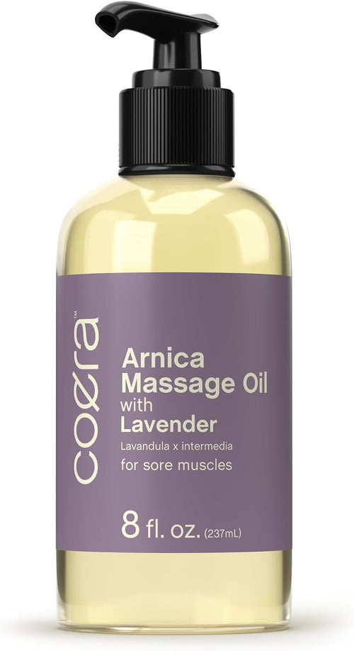 Arnica Massage Oil | 8 Fl Oz | with Lavender, Sunflower, and Olive Oil | Great for Sore Muscles | Free of Parabens, SLS, & Fragrances
