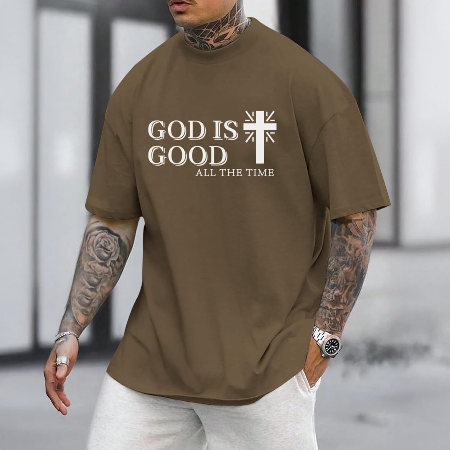God Is Good Shirt Christian Jesus Cross T Shirts for Men Religious Faith Inspirational Vintage Oversized Graphic Tees