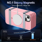 Strong Magnetic for Iphone 13 Case, [Compatible with Magsafe][Screen Protector+Camera Lens Protector] Translucent Matte Back Slim Shockproof Case for Iphone 13 Phone Case 6.1", Pink