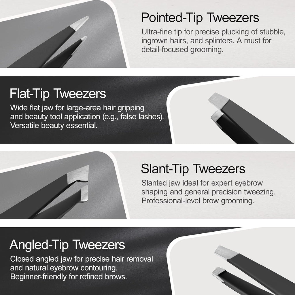 Eyebrow Kit for Men, 17 in 1 Tweezers for Women Facial Hair, Hair Scissors with Comb, Eyebrow Trimmer, Brow Brushes, Hair Tools Travel Bag, Professional Grooming Tweezer for Men