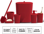 Bathroom Set - Christmas Bathroom Sets, Xmas Bathroom Accessories Set, Christmas Bathroom Decor, 6PC Bathroom Accessory Set with Toilet Brush, Trash Can & Soap Dispenser