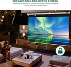 100 Inch Projector Screen Pull Down, 3 Layers PVC Auto-Locking Manual Pull down Projector Screen Retractable, 16:9 Portable Screen Indoor Outdoor - Home Theater Office Education