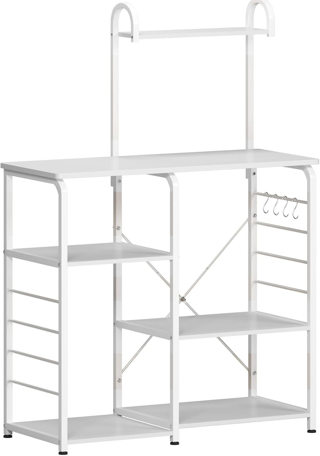 Microwave Stand Kitchen Cart, Microwave Cart Stand 35.4 Inches, Kitchen Utility Storage 3-Tierx4-Tier for Baker and Rack and Spice Rack Organizer Workstation Shelf,White