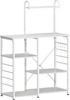 Microwave Stand Kitchen Cart, Microwave Cart Stand 35.4 Inches, Kitchen Utility Storage 3-Tierx4-Tier for Baker and Rack and Spice Rack Organizer Workstation Shelf,White