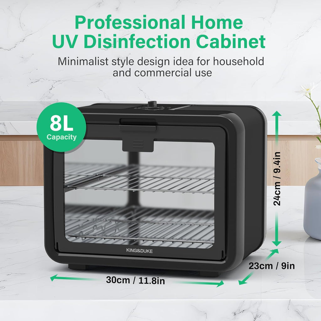 UV Tool Cleaning Cabinet with Timer for Nail and Beauty Tools（Black） | UV Light Tool Care Cabinet with Timer, Reflective Interior, Removable Trays, and Storage for Salon and Personal Tools