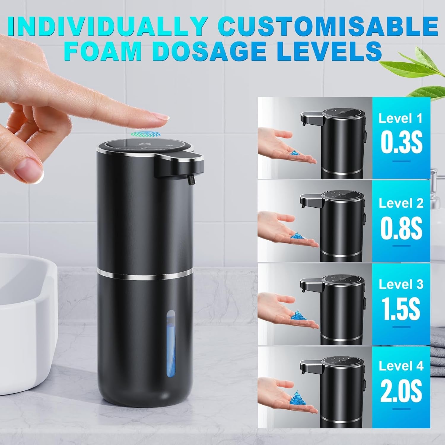 Automatic Liquid Soap Dispenser,380Ml Wall Mount Touchless 4 Gear Adjustable Electric Liquid Soap Dispenser,Usb Rechargeable with Infrared Motion Sensor for Bathroom,Kitchen,Office