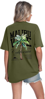 Mens Malibu Vibe Palm Tree California Casual Short Sleeve T-Shirt | Perfect for Surf Travel Great for Beach Lovers West Coast Fans.