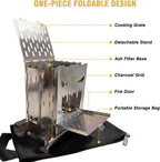 Survival Stove for Camping Cooking, Portable Wood Burning Stove, Stable Stainless Steel Foldable Camp Stove, Emergency Outdoor Cooking Stove No Gas Required, Compact Bushcraft Stove