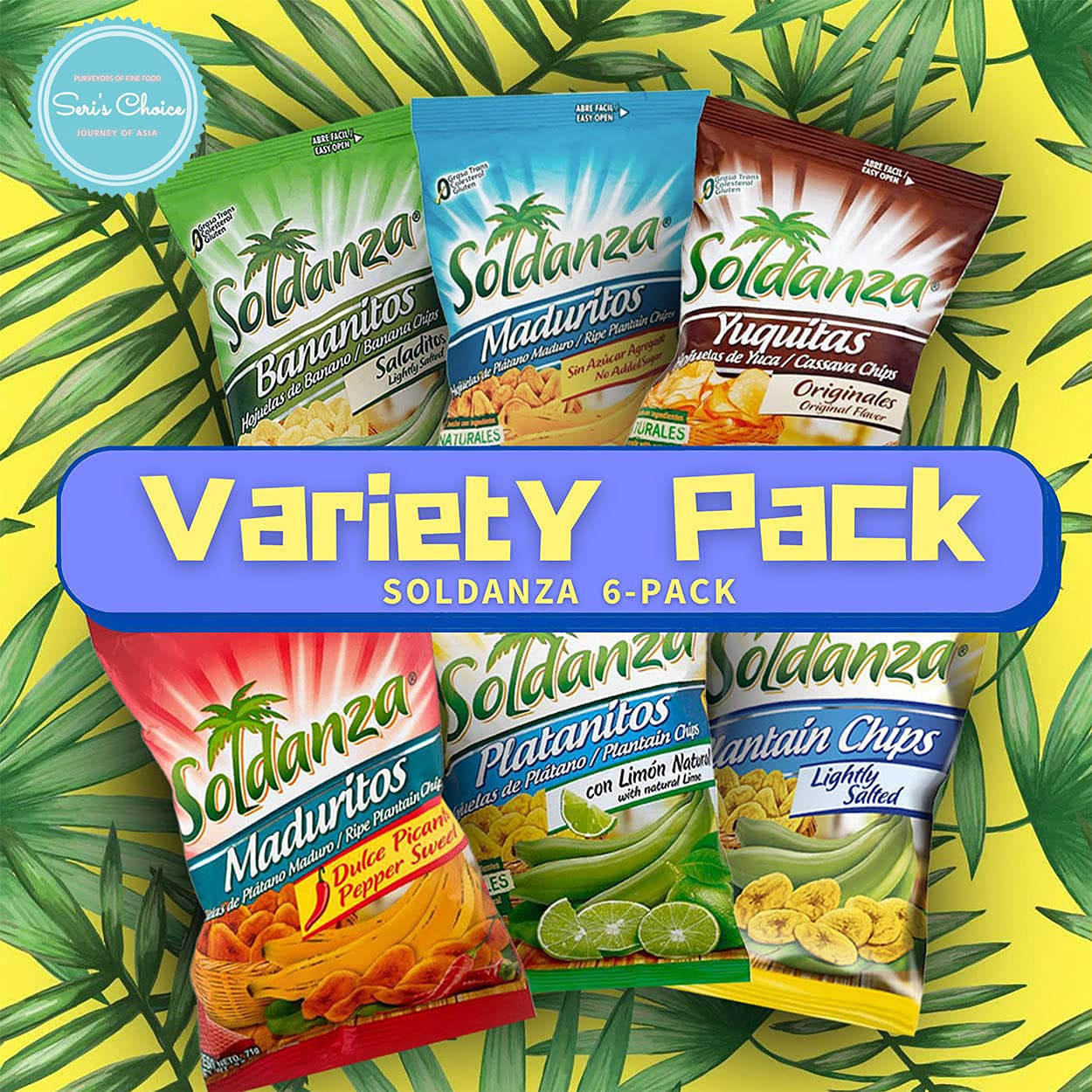 Father'S Day Journey of Snacks "International Snack" Soldanza Plantain Chips Variety Pack 2.5Oz (Pack of 6) (6 Mix)
