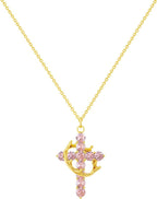 Christian Gift Stocking Stuffers Cross Necklace for Women-Dainty 14K Gold Plated/Silver Plated Pendant Necklaces Simple Cute Tiny Necklace Jewelry for Women