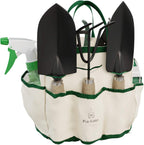 8-Piece Garden Hand Tool Set - Canvas Tote Gardening Tool Kit with Snip, Pruner, Rake, Trowel, Shovel, Spray Bottle, and Soft Wire Tie by