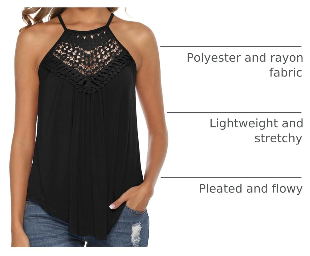 Halter Tops Women Sleeveless Crochet Flowy Cute Summer Tank Tops
